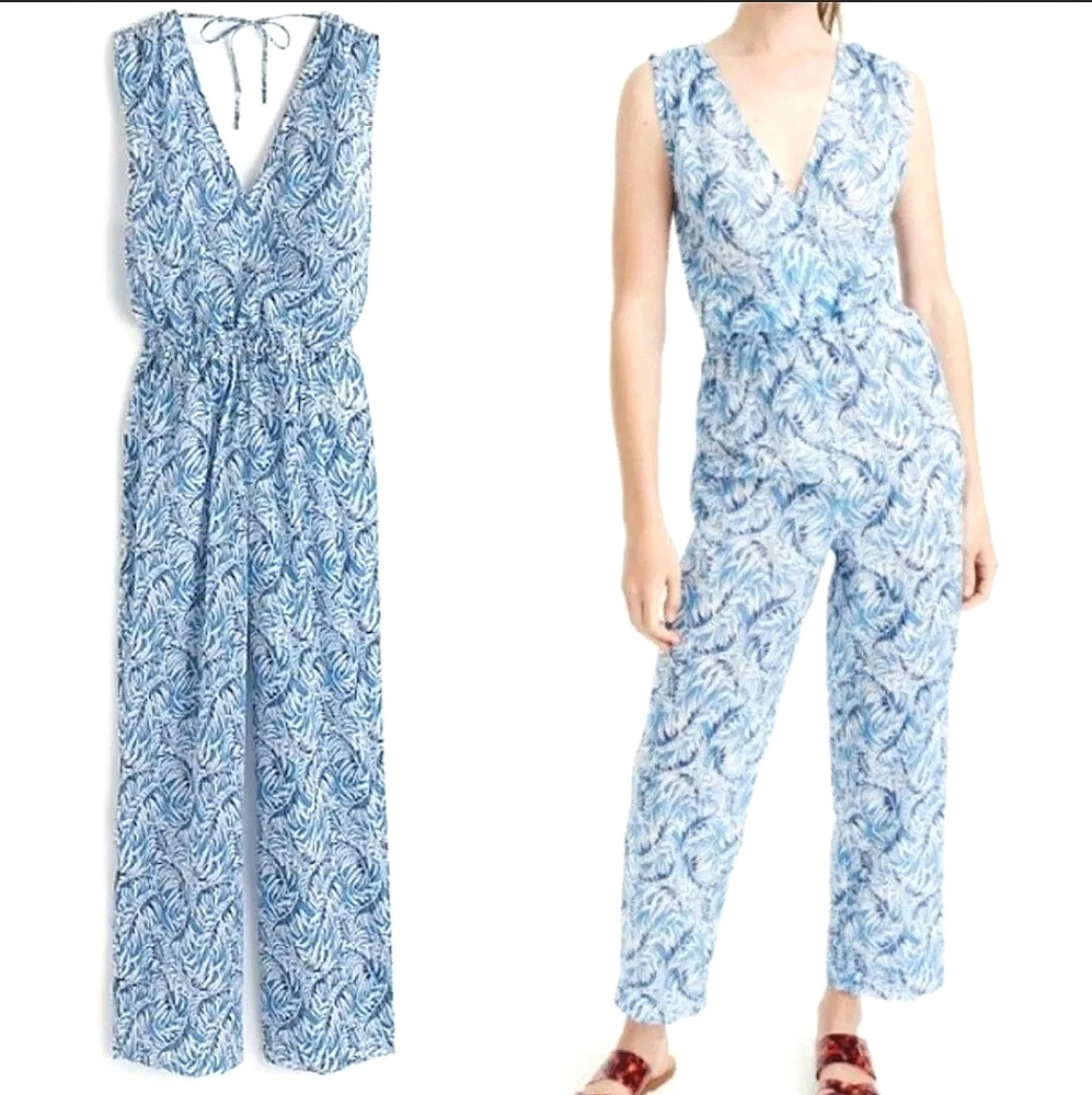 J CREW Sleeveless Cotton Jumpsuit Women's Sz Large